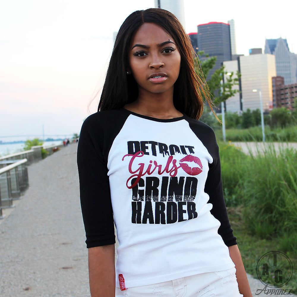 I Am The Grind - Model - Detroit Girls Grind Harder Raglan