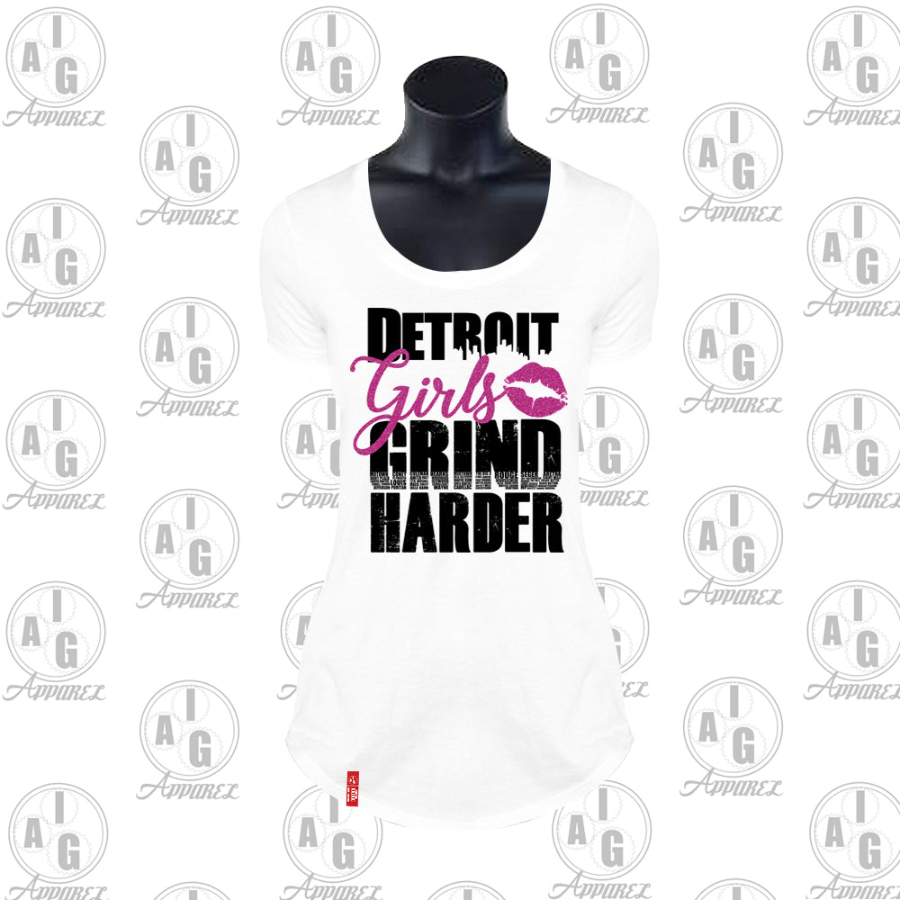 Detroit Girls Grind Harder Ladies Scoop Tee