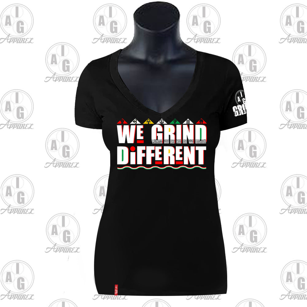 We Grind Different Ladies VNeck Tee