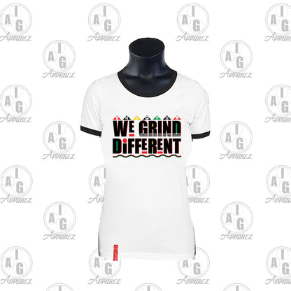 We Grind Different Ladies Ringer Tee