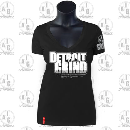 Detroit Grind VNeck Ladies Tee