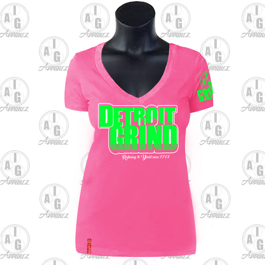 Detroit Grind VNeck Ladies Tee Plus Special