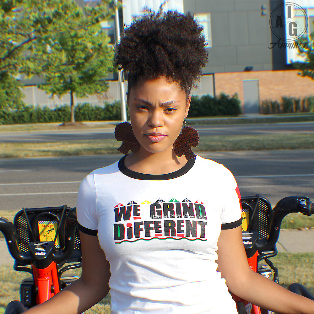 We Grind Different Ladies Ringer Tee